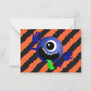 Cute Funny Kids Halloween Space Alien Note Card
