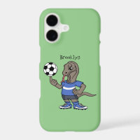 Cute funny Komodo dragon playing soccer cartoon