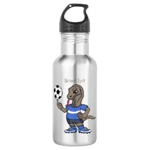 Cute funny Komodo dragon playing soccer cartoon 532 Ml Water Bottle