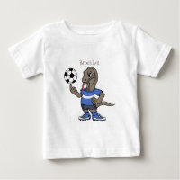 Cute funny Komodo dragon playing soccer cartoon
