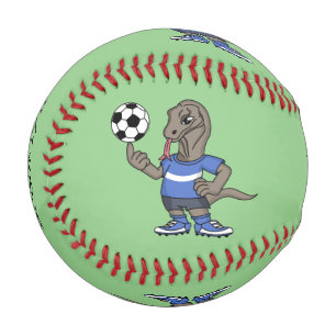 Cute funny Komodo dragon playing soccer cartoon Baseball