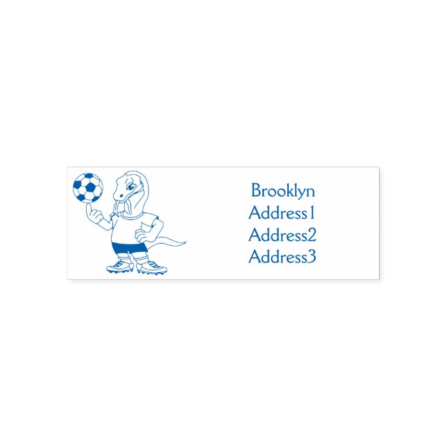 Cute funny Komodo dragon playing soccer cartoon Self-inking Stamp (Design)
