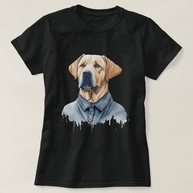 Cute Funny Labrador Dog Wearing Casual Clothes T-Shirt (Design Front)