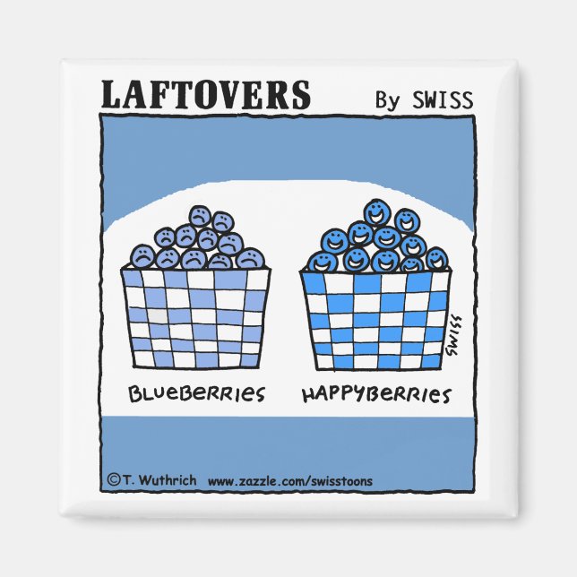 Cute Funny Laftovers Blueberry Cartoon Magnet (Front)