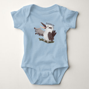 Cute funny laughing kookaburra cartoon baby bodysuit