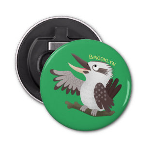 Cute funny laughing kookaburra cartoon bottle opener