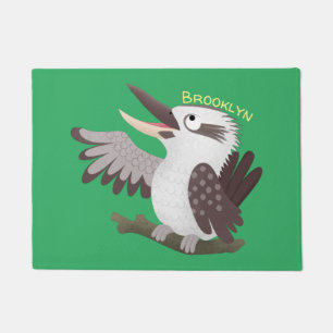 Cute funny laughing kookaburra cartoon doormat