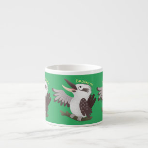 Cute funny laughing kookaburra cartoon espresso cup