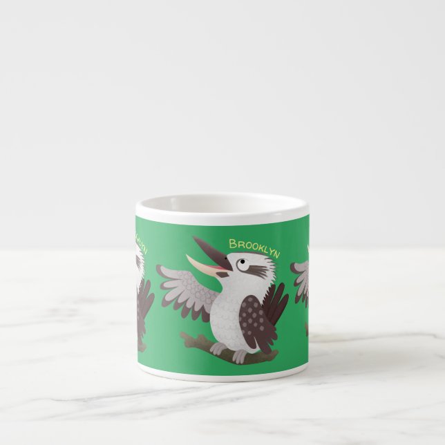 Cute funny laughing kookaburra cartoon espresso cup (Front)