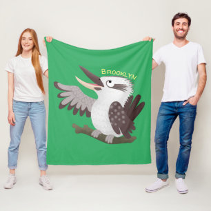 Cute funny laughing kookaburra cartoon fleece blanket