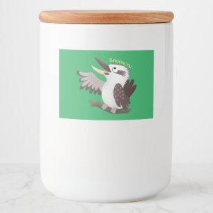 Cute funny laughing kookaburra cartoon food label
