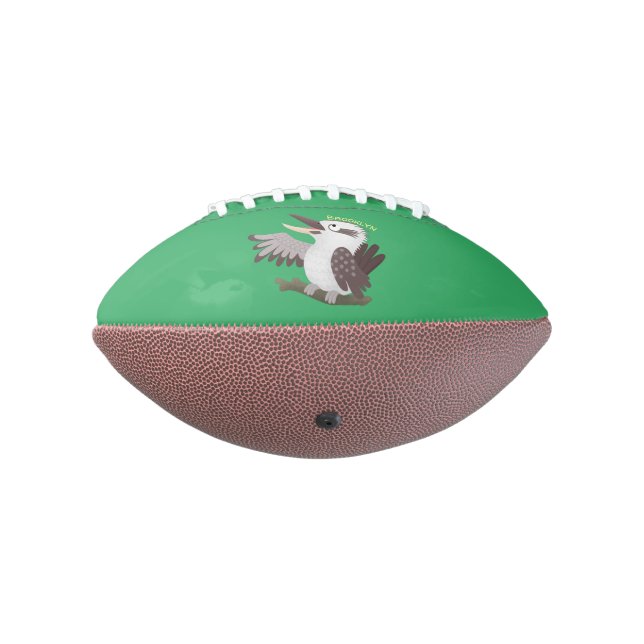 Cute funny laughing kookaburra cartoon football (Rotated 270)