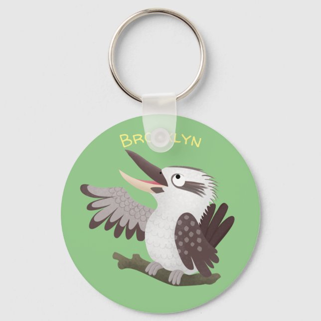 Cute funny laughing kookaburra cartoon key ring (Front)