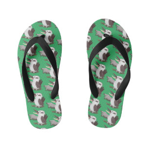 Cute funny laughing kookaburra cartoon kid's jandals