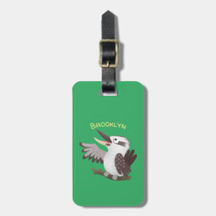 Cute funny laughing kookaburra cartoon luggage tag