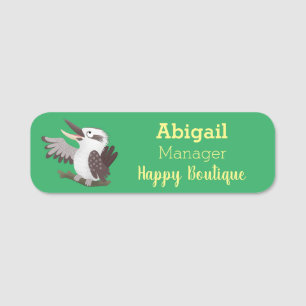 Cute funny laughing kookaburra cartoon name tag