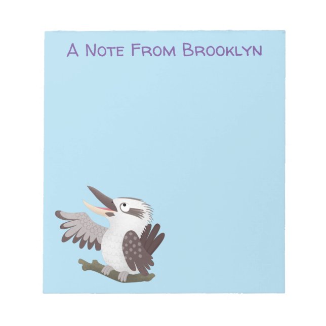Cute funny laughing kookaburra cartoon notepad (Front)