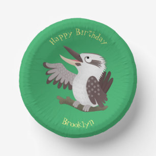 Cute funny laughing kookaburra cartoon paper plate