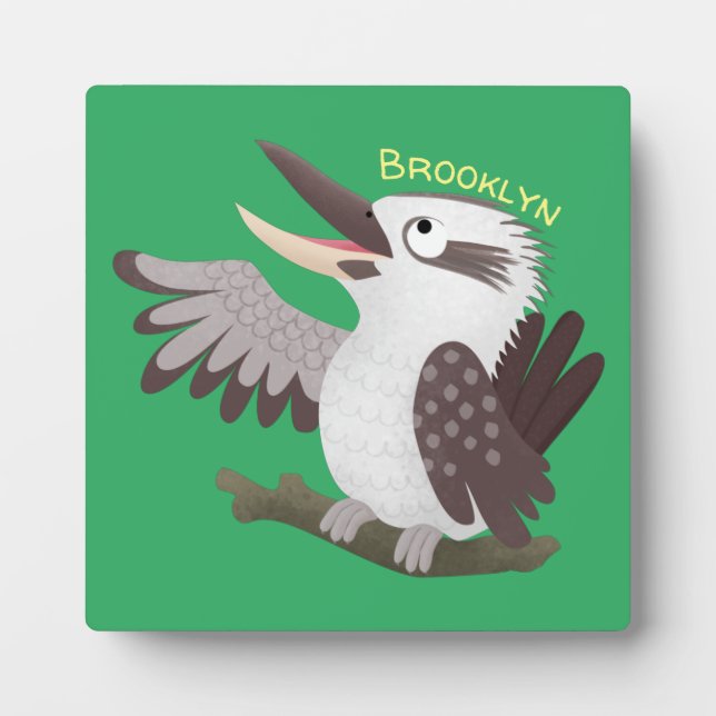 Cute funny laughing kookaburra cartoon plaque (Front)