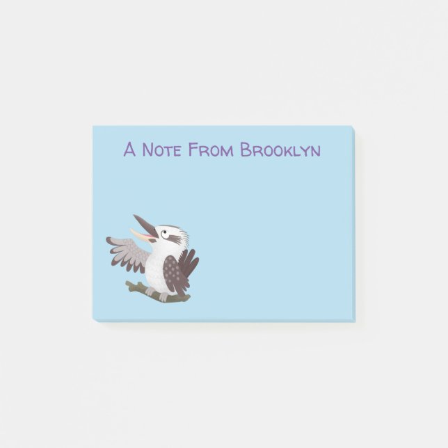 Cute funny laughing kookaburra cartoon post-it notes (Front)