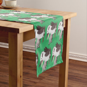Cute funny laughing kookaburra cartoon short table runner