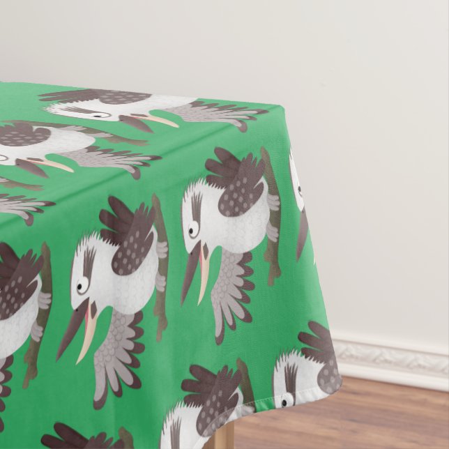 Cute funny laughing kookaburra cartoon tablecloth (In Situ)