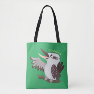 Cute funny laughing kookaburra cartoon tote bag