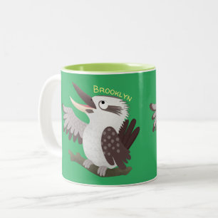 Cute funny laughing kookaburra cartoon Two-Tone coffee mug