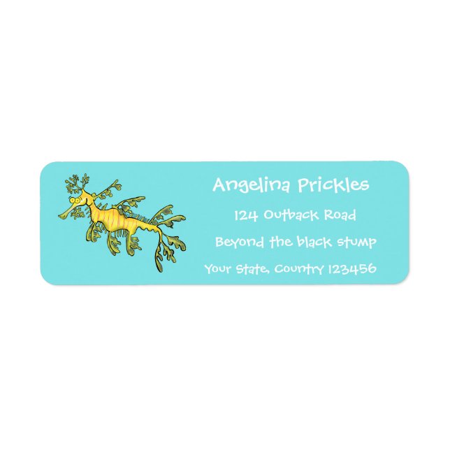 Cute funny leafy sea dragon cartoon illustration (Front)