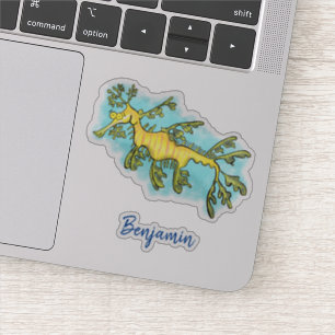 Cute funny leafy sea dragon cartoon illustration