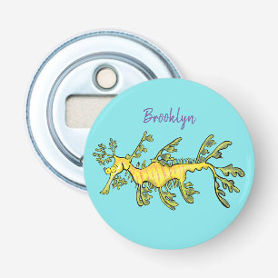 Cute funny leafy sea dragon cartoon illustration bottle opener