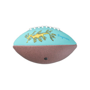 Cute funny leafy sea dragon cartoon illustration football