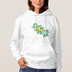 Cute funny leafy sea dragon cartoon illustration hoodie