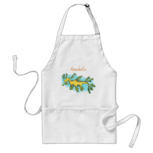Cute funny leafy sea dragon cartoon illustration standard apron