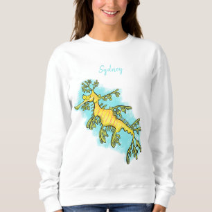 Cute funny leafy sea dragon cartoon illustration sweatshirt