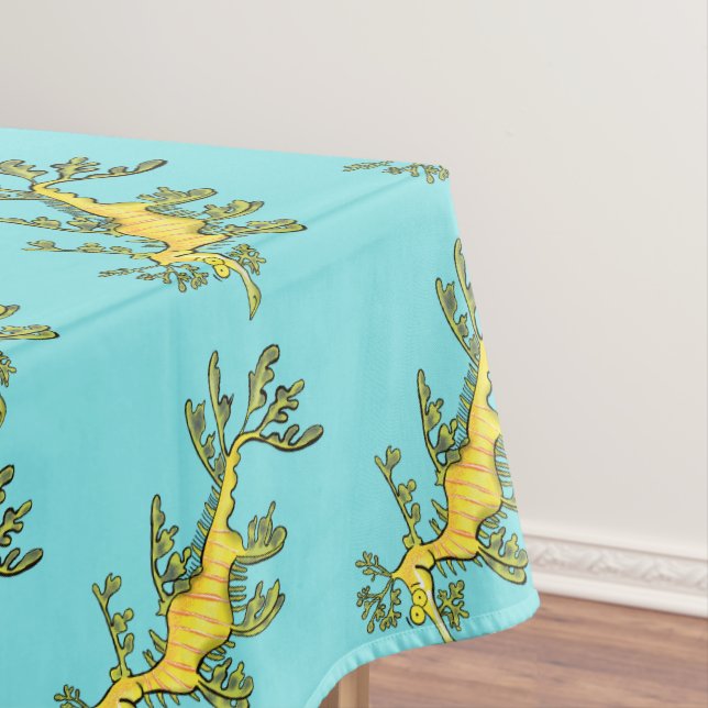 Cute funny leafy sea dragon cartoon illustration tablecloth (In Situ)