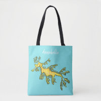 Cute funny leafy sea dragon cartoon illustration