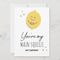 Cute Funny Lemon Squeeze Hearts Happy Anniversary