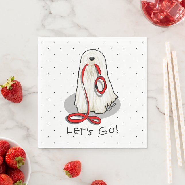 Cute Funny Let's Go! Walk Komondor Dog with Leash Napkin (Insitu)