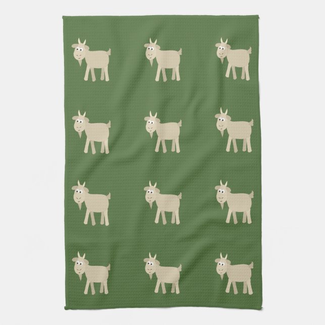 Cute Funny Little Goat Tea Towel (Vertical)