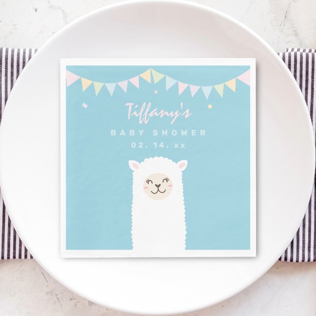 Cute Funny Llama Baby Mama Fiesta Baby Shower Napkin (Creator Uploaded)