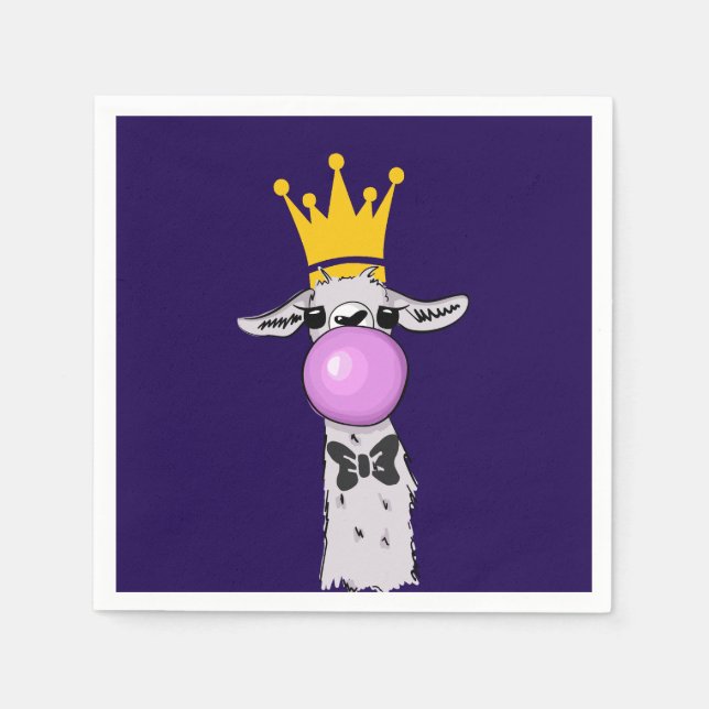 Cute Funny Llama Illustration Napkin (Front)