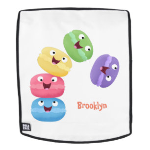 Cute funny macaroons cartoon illustration backpack