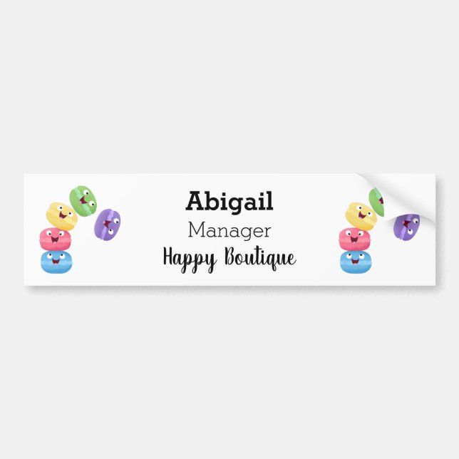 Cute funny macaroons cartoon illustration bumper sticker (Front)