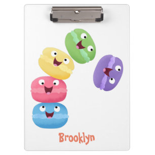 Cute funny macaroons cartoon illustration clipboard