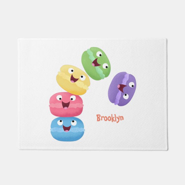 Cute funny macaroons cartoon illustration doormat (Front)