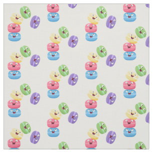 Cute funny macaroons cartoon illustration fabric