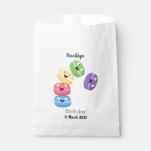Cute funny macaroons cartoon illustration favour bags