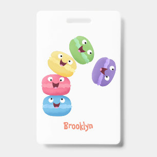 Cute funny macaroons cartoon illustration ID badge