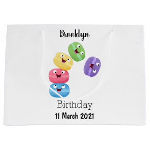 Cute funny macaroons cartoon illustration large gift bag